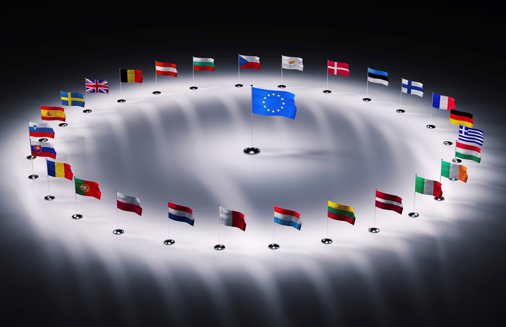 twenty seven european union flags 3d render