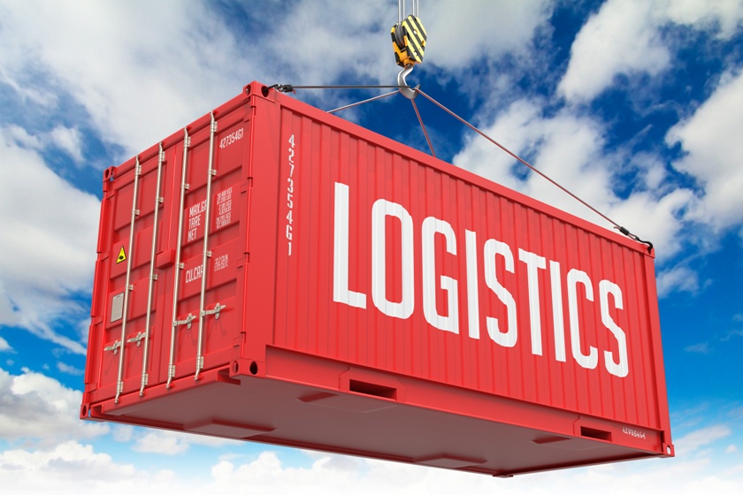 Logistics - Red Hanging Cargo Container.